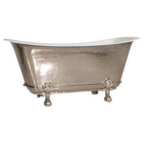 'The Fontenay-PN-59' 59" Cast Iron Chariot Clawfoot Tub with PURE-METAL Polished Nickel Exterior and Drain