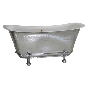 'The Fontenay-PZ-59' 59" Cast Iron Chariot Clawfoot Tub with PURE METAL Polished Zinc Exterior and Drain