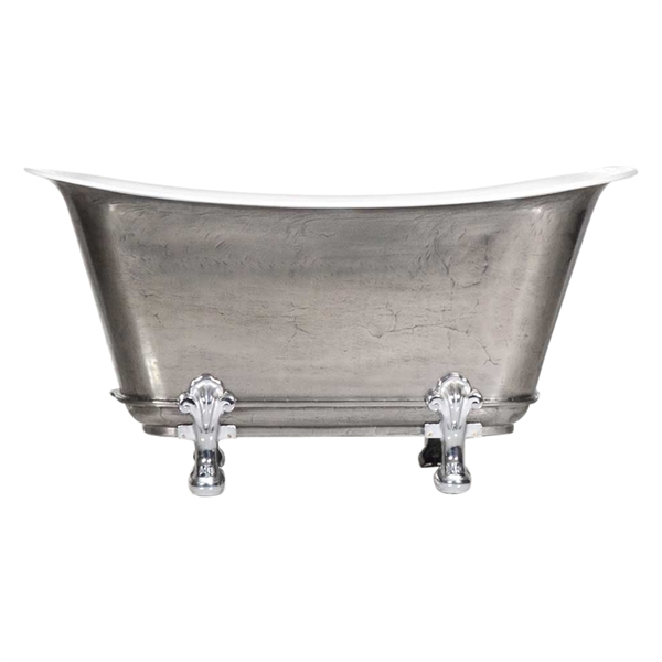 'The Fontenay-SS-73' 73" Cast Iron Chariot Clawfoot Tub with a Stainless Steel Exterior and Drain