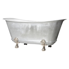 'The Fontenay-LFZC-59' 59" Freestanding Cast Iron Chariot Clawfoot Tub with a Burnished Zinc Exterior plus Drain