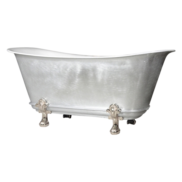 'The Fontenay-LFZC-73' 73" Freestanding Cast Iron Chariot Clawfoot Tub with a Burnished Zinc Exterior plus Drain