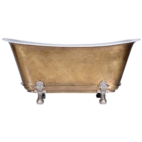 'The FontenayAgedBrass59' 59" Cast Iron Chariot Clawfoot Tub with PURE METAL Aged Brass Exterior and Drain