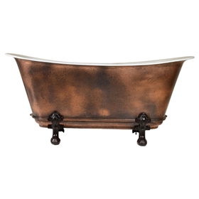 'The FontenayAgedCopper59' 59" Cast Iron Chariot Clawfoot Tub with PURE METAL Aged Copper Exterior and Drain