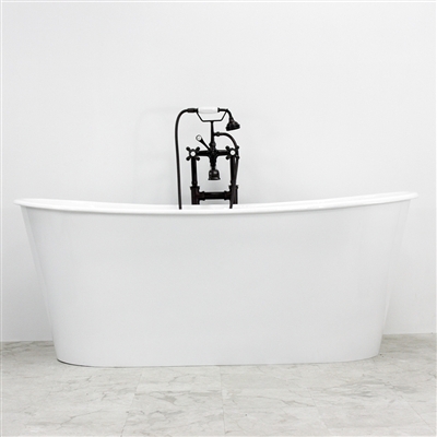 <br>'The Garendon' 68" Cast Iron French Bateau Tub Package with HIGH GLOSS WHITE Exterior<br><br>High gloss white aluminum exterior shell<br>