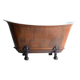 'The Honcourt59' 59" Freestanding Cast Iron Chariot Clawfoot Tub with an IRON RUST exterior plus Drain