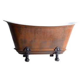 'The Honcourt73' 73" Freestanding Cast Iron Chariot Clawfoot Tub with an IRON RUST exterior plus Drain