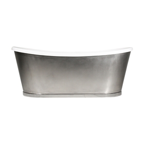 'The INCHMARNOCK59' 59" Lightweight Acrylic Interior French Bateau Tub with Mixed Stainless Steel Exterior and Drain
