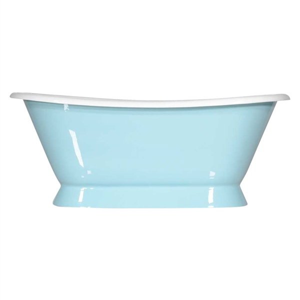 Any Solid Color 'Kingsmead-66' 66" Cast Iron Plinth Bateau Tub with Drain