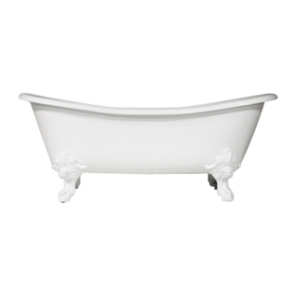 Any Solid Color 'Leonard' Cast Iron French Bateau Clawfoot Tub and Drain