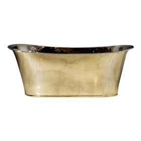 'The Marrakesh-BN-59' 59" Solid Brass French Bateau Tub with Polished Brass Exterior and Polished Nickel Interior