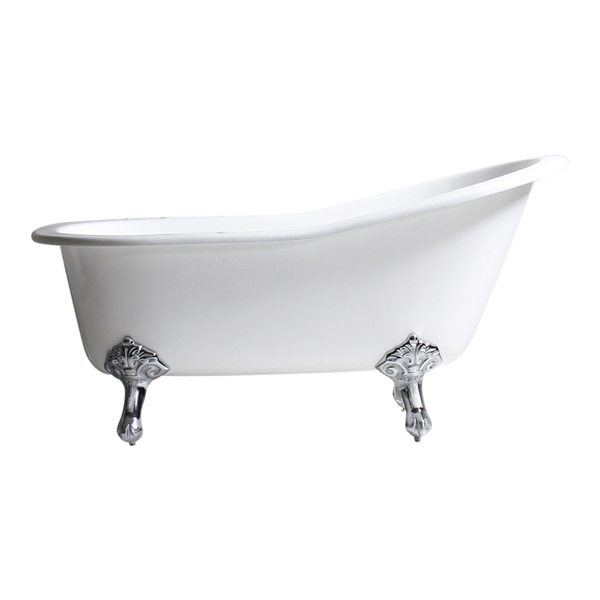 Any Solid Color 'Mattersey-61' 61" Cast Iron Single Slipper Clawfoot Tub with Drain