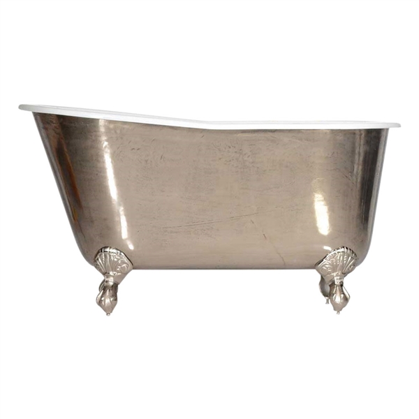 'The Newstead-PN-54' 54" Cast Iron Swedish Slipper Clawfoot Tub with PURE METAL Polished Nickel Exterior and Drain