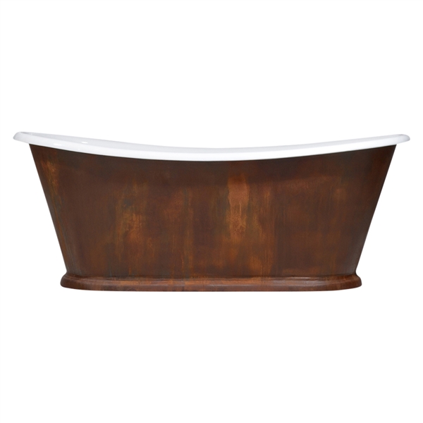 'The Paris-IR-67' 67" Cast Iron French Bateau Tub with IRON RUST Exterior and Drain