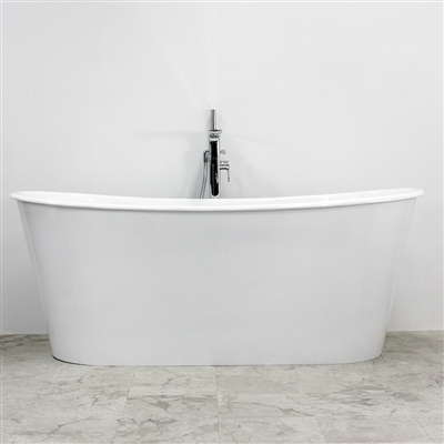 <br>'The Penmon'  68" Cast Iron French Bateau Bathtub with HIGH GLOSS WHITE Exterior plus Accessories<br><br>High gloss white aluminum exterior shell<br>