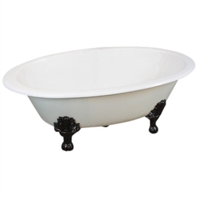 <b><center>'Selkirk Any Solid Color'</b><br> 65" Cast Iron Double Ended Oval Clawfoot Tub and Drain