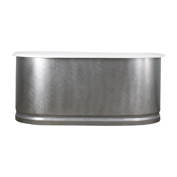 'The Sherborne61' 61" Cast Iron Double Ended Tub with Burnished-80 Non-Reflective Stainless Steel Exterior with Rogeat Base and Drain