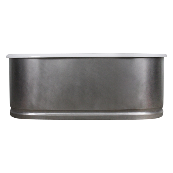 'The Sherborne66' 66" Cast Iron Double Ended Tub with Burnished-80 Non-Reflective Stainless Steel Exterior with Rogeat Base and Drain