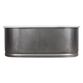 'The Sherborne73' 73" Cast Iron Double Ended Tub with Burnished-80 Non-Reflective Stainless Steel Exterior with Rogeat Base and Drain