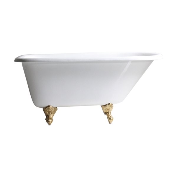 Any Solid Color 'Valle-54' 54" Cast Iron Classic Style Clawfoot Tub with Drain