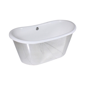 <b><center>'The Westminster68'</b><br> 68" Cast Iron French Bateau Tub with Mirror Polished Stainless Steel Exterior and Drain