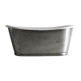 'The Whitby68' 68" Cast Iron French Bateau Tub with Aged Chrome Exterior and Drain