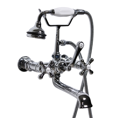 Penhaglion No. 97' Wall Mount Tub Faucet with Handheld Shower in CHROME