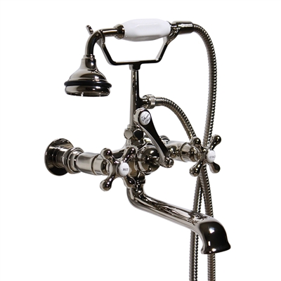 <b><center>Penhaglion No.97 '</b><br> Wall Mount Tub Faucet with Handheld Shower in POLISHED NICKEL