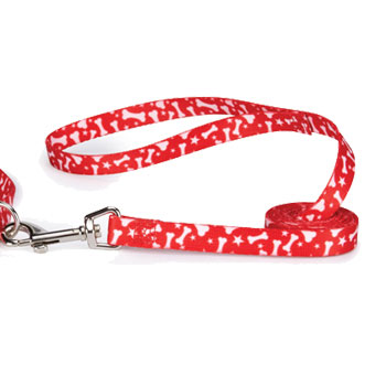 Red Stars & Bones Dachshund Leash