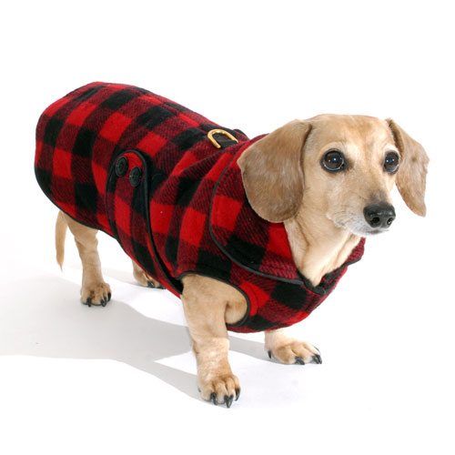 Reversible Buffalo Plaid Dachshund Coat