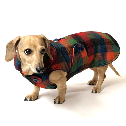 Reversible Stadium Plaid Dachshund Coat