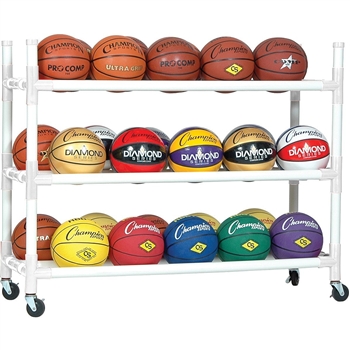 Champion Sports Heavy Duty 30 Ball Cart with Casters