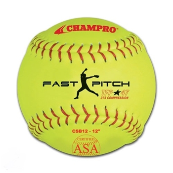 champro 12" asa fastpitch leather softball - .47 cor - dozen