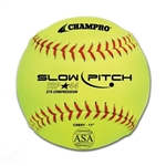 champro asa 11" slow pitch softballs - leather -.44cor - dozen