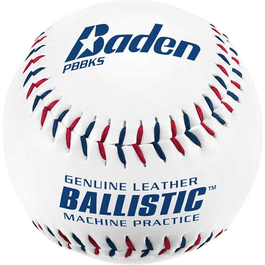 Baden Ballistic Leather Seamed Pitching Machine Baseball Dozen PBBKS-02