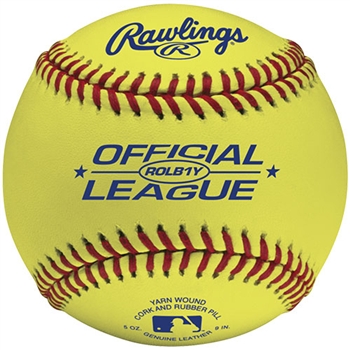 rawlings rolb1y optic yellow leather training baseballs - dozen