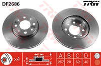 Zavorni diski TRW spredaj 257 mm Alfa 145, 146, 155
