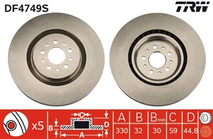 Zavorni disk TRW spredaj (330 mm) Alfa 147 156 GTA