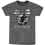 Adult Mickey Stripe Icon Tee, Black Heather