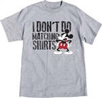 Adult Size Unisex Tee Shirt Mickey Don't Do Matching, Gray