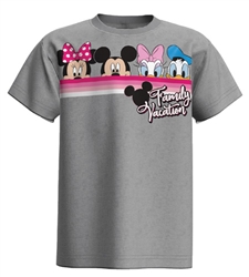 Adult Women's Tee Vacation Pals Minnie Mickey Daisy Donald, Gray