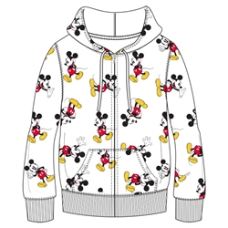 Adult Mickey All Over Print Zip Up Hoodie, White