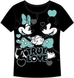 Adult Scoop Neck Mickey & Minnie Forever, Mint & Black