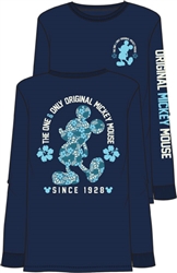 Adult Long Sleeve Tropical Mickey Mouse, Navy