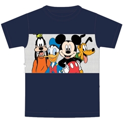 Youth Boys T Shirt Fab Four Mickey Goofy Pluto Donald, Navy Blue