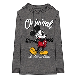 Adult Men's 1928 Mickey Mouse Lightweight Hoodie, Charcoal Gray