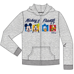 Youth Zip Up Hoodie Mickey Gang Group, Gray
