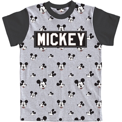 Boys Ringer T Shirt Mickey Reactions Grey Heather