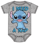 Infant Onesie Need a Nap Stitch, Gray Blue