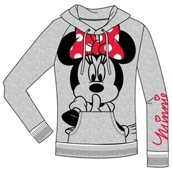 Adult Junior Silent Minnie Pullover Hoodie, Gray