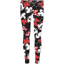 Junior Minnie Mouse All Over Print Leggings, Red Black